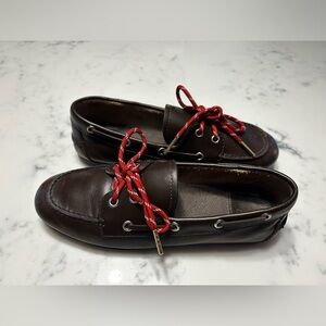 Jeffrey Campbell Dark Brown Boat Shoes with Red Laces